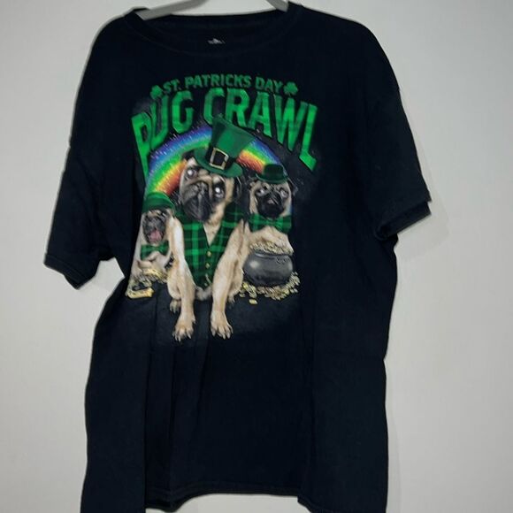 Pugs T-Shirt St Patricks Day Shirt Mens XL Pug Life Pug Crawl Funny Dogs - Picture 1 of 5